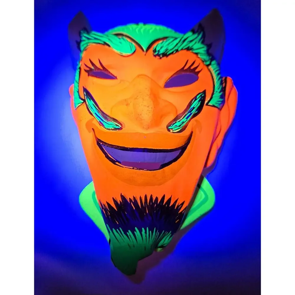 Devil Halloween Mask Black Light Reactive Zest Bar Giveaway 1960s Vacuform